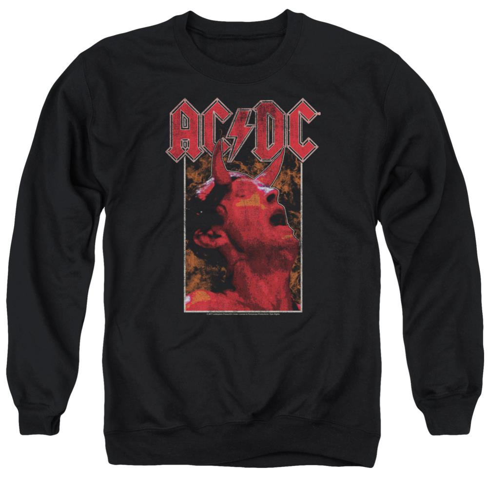 AC/DC Horns Men's Crewneck 50 50 Poly Long-Sleeve T-Shirt