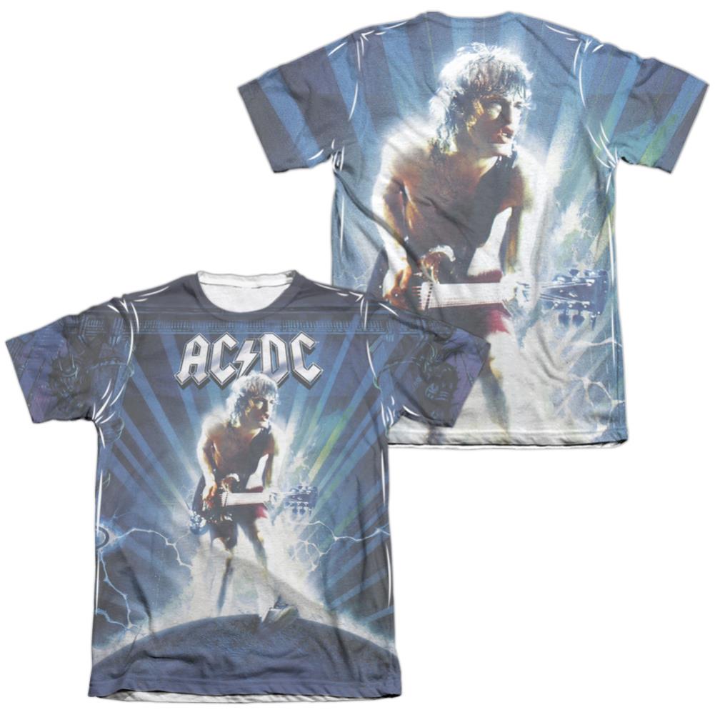 AC/DC Lightning (Front/Back Print) Men's Regular Fit Poly Cotton Short-Sleeve T-Shirt