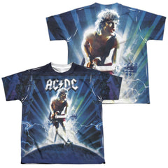 AC/DC Lightning (Front/Back Print) Youth Regular Fit Poly Short-Sleeve T-Shirt