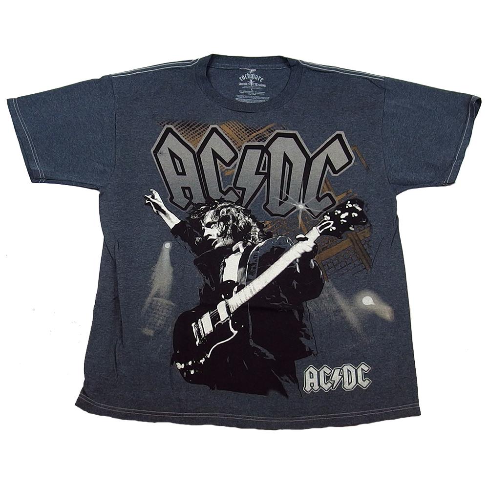 AC/DC Men's Big Print Angus With Logo Heather Grey T-Shirt