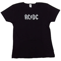 AC/DC Women's Glitter Logo Black Babydoll T-Shirt