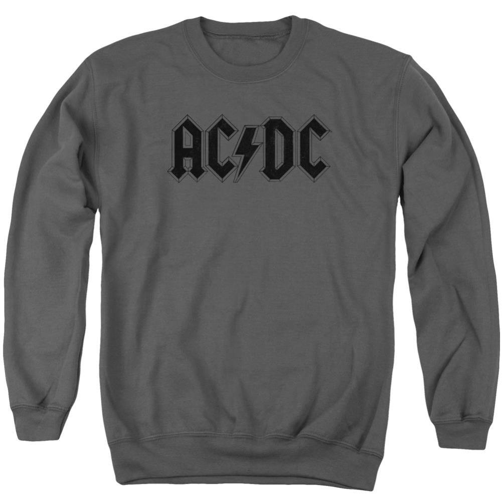 AC/DC Worn Logo Men's Crewneck 50 50 Poly Long-Sleeve T-Shirt