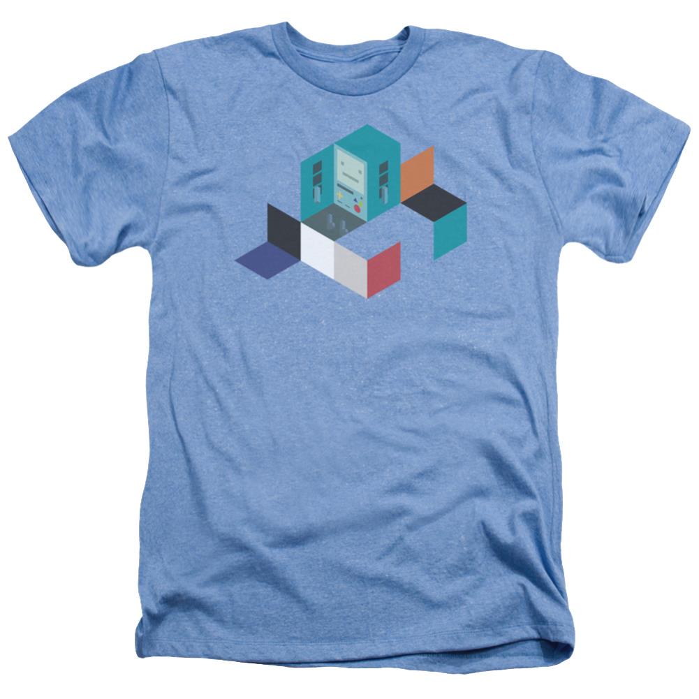 Adventure Time Bmo Blocks Men's 30/1 Heather 60 40 Poly Short-Sleeve T-Shirt