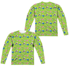 Adventure Time Green Fields (Front/Back Print) Men's Regular Fit Polyester Long-Sleeve T-Shirt