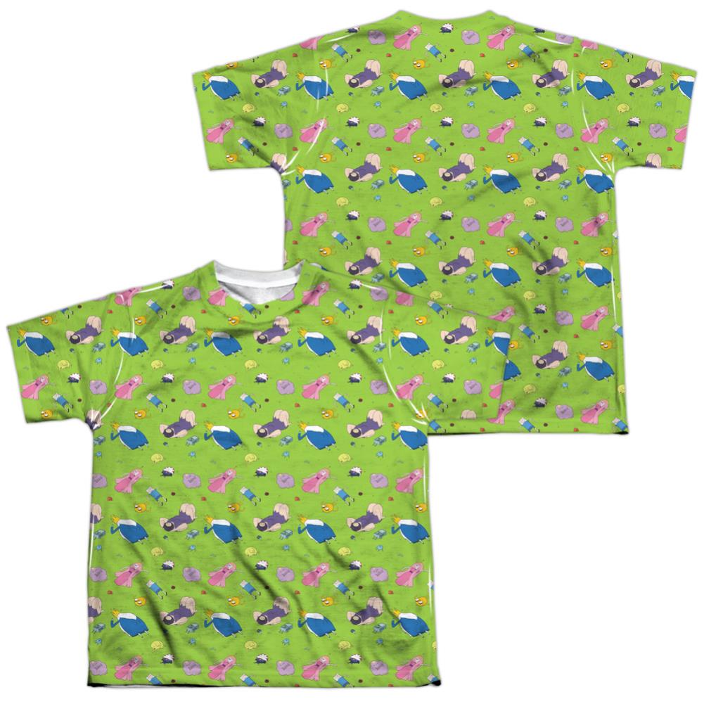 Adventure Time Green Fields (Front/Back Print) Youth Regular Fit Poly Short-Sleeve T-Shirt