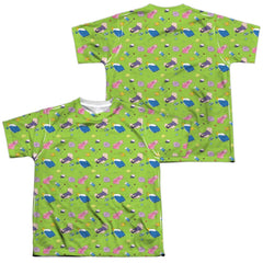 Adventure Time Green Fields (Front/Back Print) Youth Regular Fit Poly Short-Sleeve T-Shirt