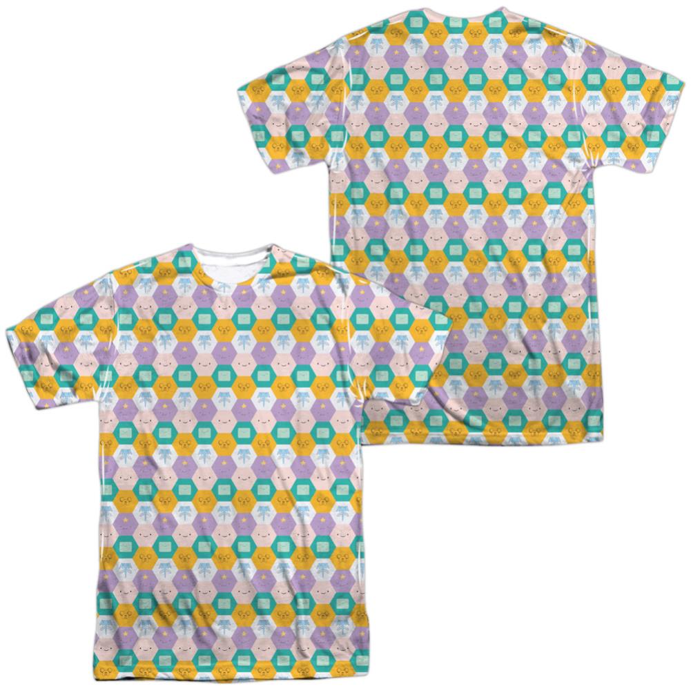 Adventure Time Hexagon Pattern (Front/Back Print) Men's Regular Fit Polyester Short-Sleeve T-Shirt