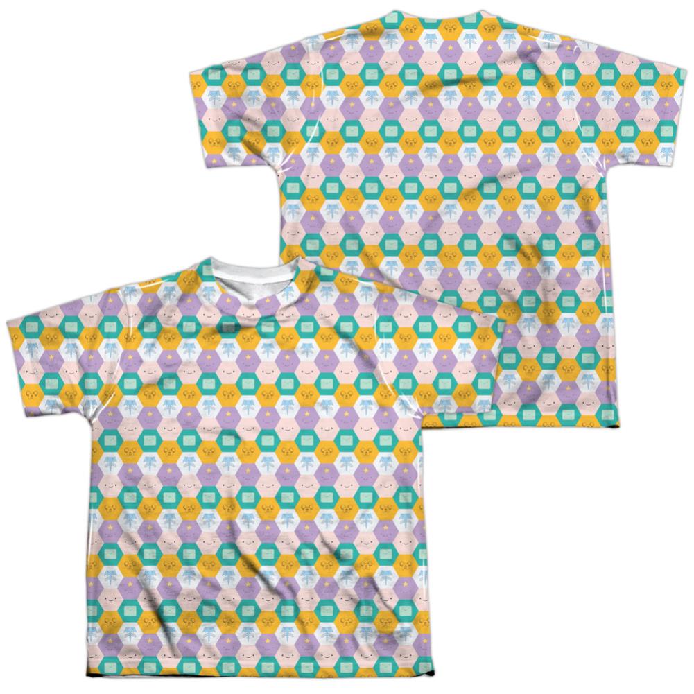 Adventure Time Hexagon Pattern (Front/Back Print) Youth Regular Fit Poly Short-Sleeve T-Shirt