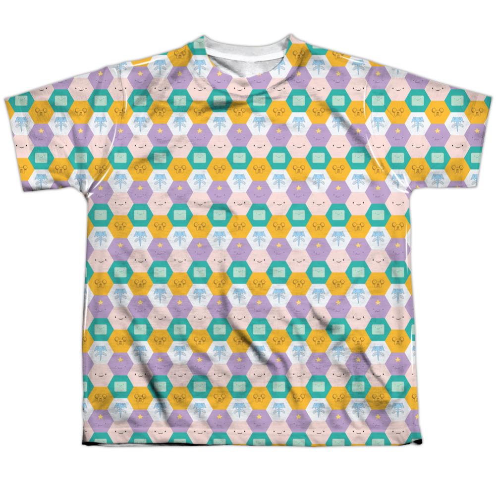 Adventure Time Hexagon Pattern Youth Regular Fit Poly Short-Sleeve T-Shirt