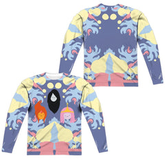 Adventure Time Pb, Fp & Marceline (Front/Back Print) Men's Regular Fit Polyester Long-Sleeve T-Shirt
