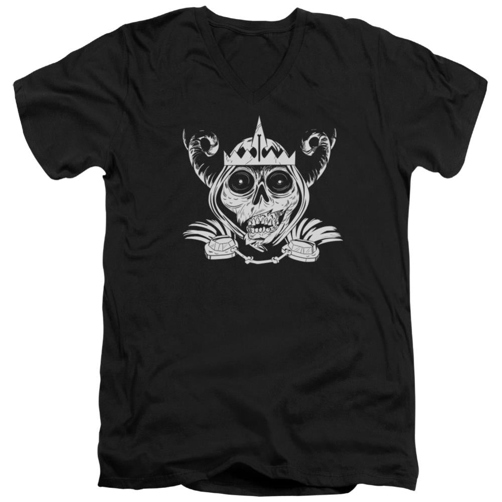 Adventure Time Skull Face Men's 30/1 Cotton Slim V-Neck T-Shirt
