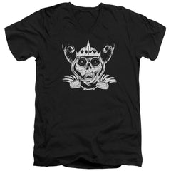 Adventure Time Skull Face Men's 30/1 Cotton Slim V-Neck T-Shirt