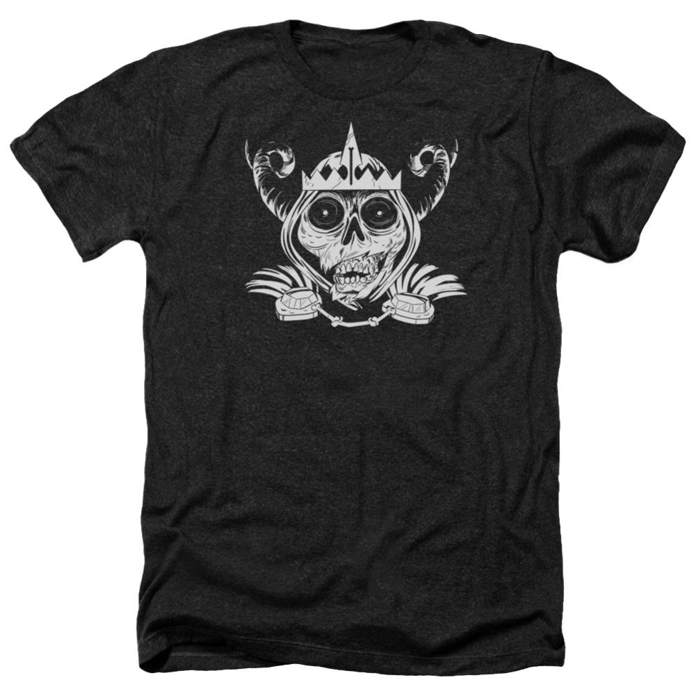 Adventure Time Skull Face Men's 30/1 Heather 60 40 Poly Short-Sleeve T-Shirt