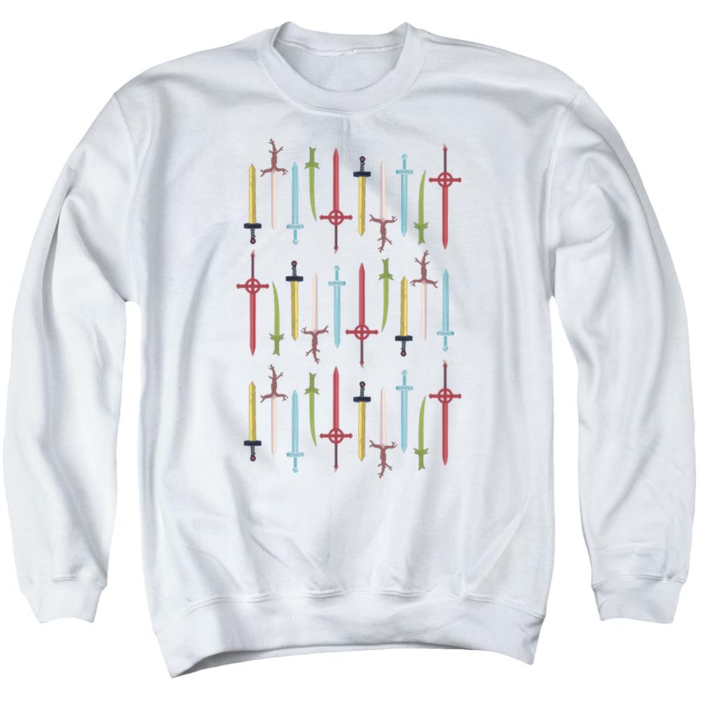 Adventure Time Swords Men's Crewneck 50 50 Poly Long-Sleeve T-Shirt
