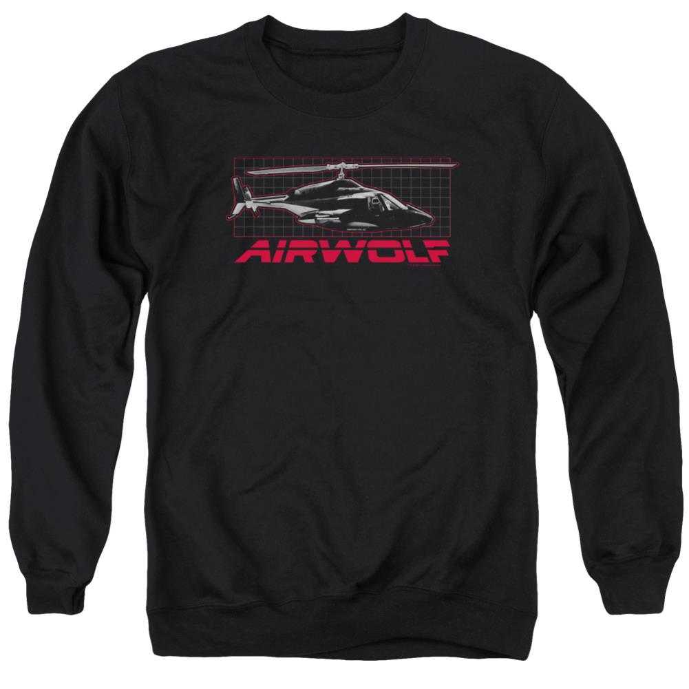 Airwolf Grid Men's Crewneck 50 50 Poly Long-Sleeve T-Shirt