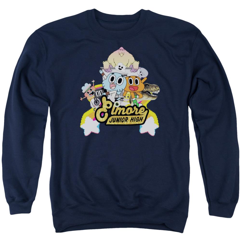 Amazing World Of Gumball Elmore Junior High Men's Crewneck 50 50 Poly Long-Sleeve T-Shirt