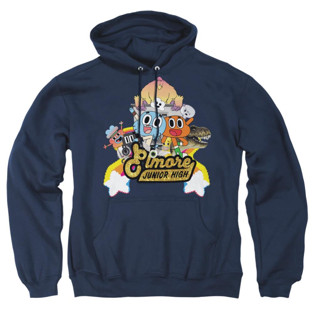 Amazing World Of Gumball Elmore Junior High Men's Pull-Over 75 25 Poly Hoodie
