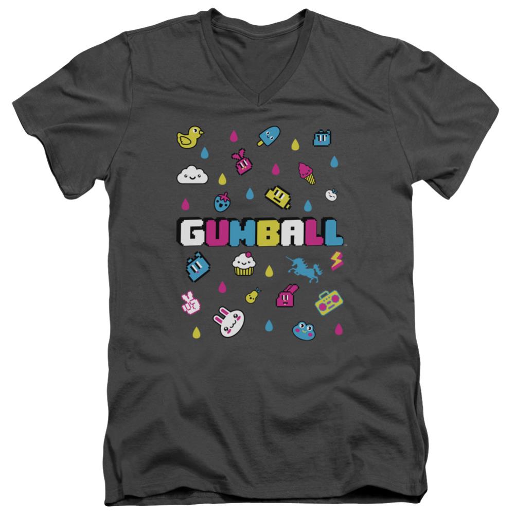 Amazing World Of Gumball Fun Drops Men's 30/1 Cotton Slim V-Neck T-Shirt