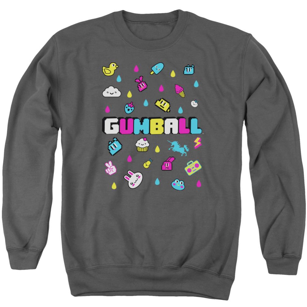 Amazing World Of Gumball Fun Drops Men's Crewneck 50 50 Poly Long-Sleeve T-Shirt