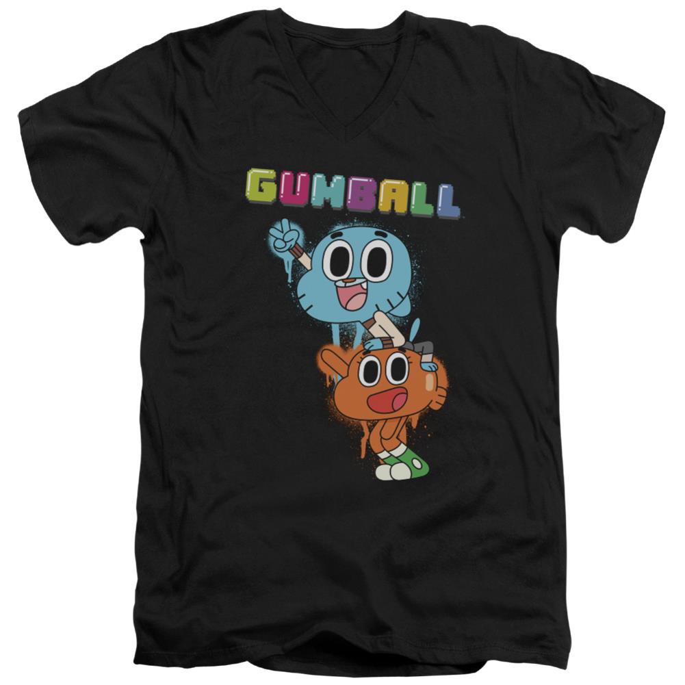 Amazing World Of Gumball Gumball Spray Men's 30/1 Cotton Slim V-Neck T-Shirt