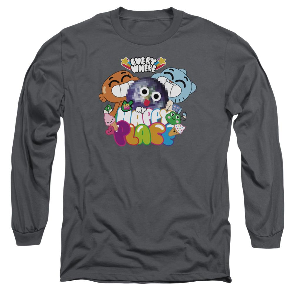 Amazing World Of Gumball Happy Place Men's 18/1 Cotton Long-Sleeve T-Shirt