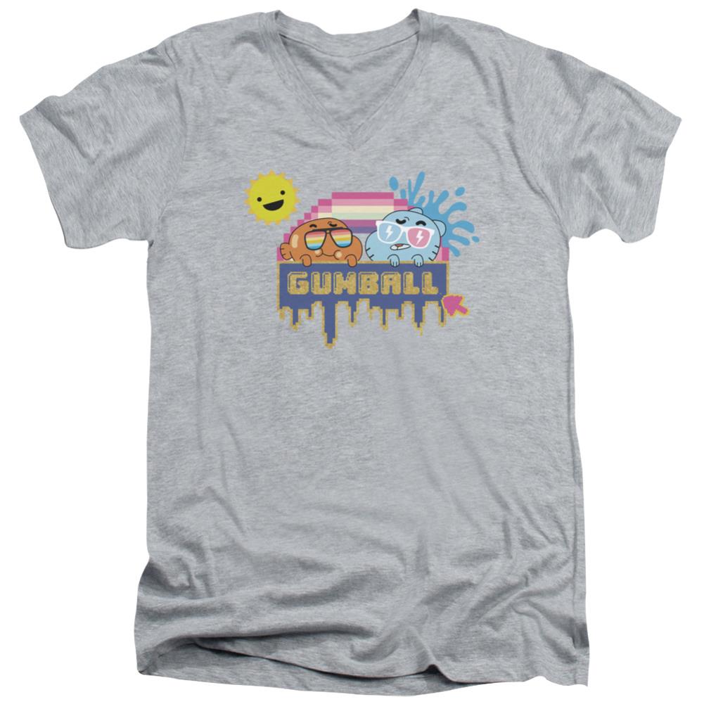 Amazing World Of Gumball Sunshine Men's 30/1 Cotton Slim V-Neck T-Shirt