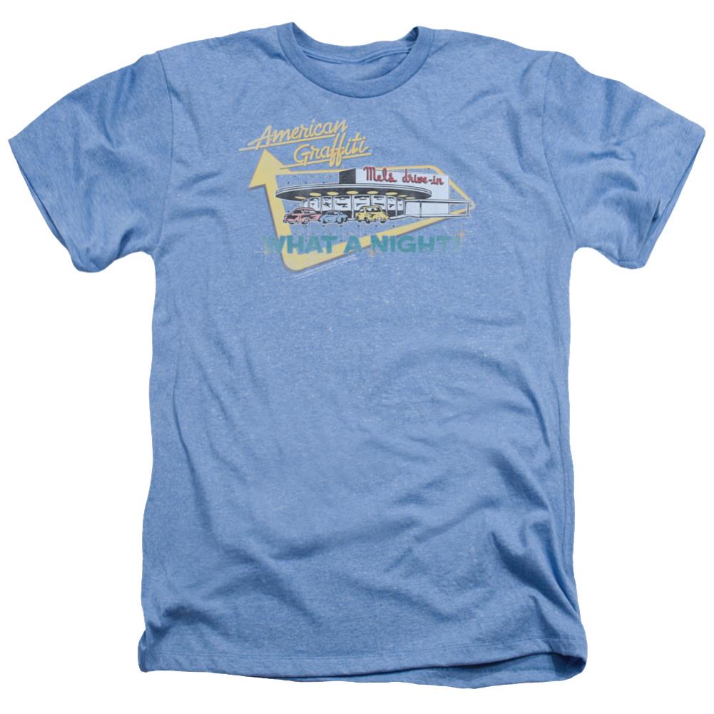 American Graffiti Mel's Drive In Men's 30/1 Heather 60 40 Poly Short-Sleeve T-Shirt