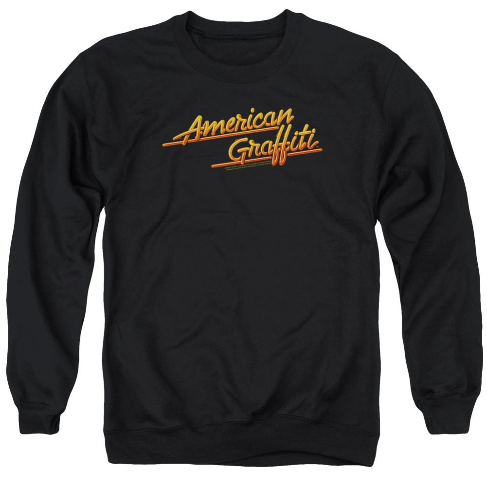 American Graffiti Neon Logo Men's Crewneck 50 50 Poly Long-Sleeve T-Shirt