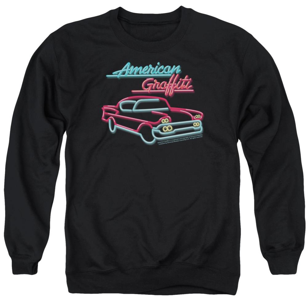 American Graffiti Neon Men's Crewneck 50 50 Poly Long-Sleeve T-Shirt