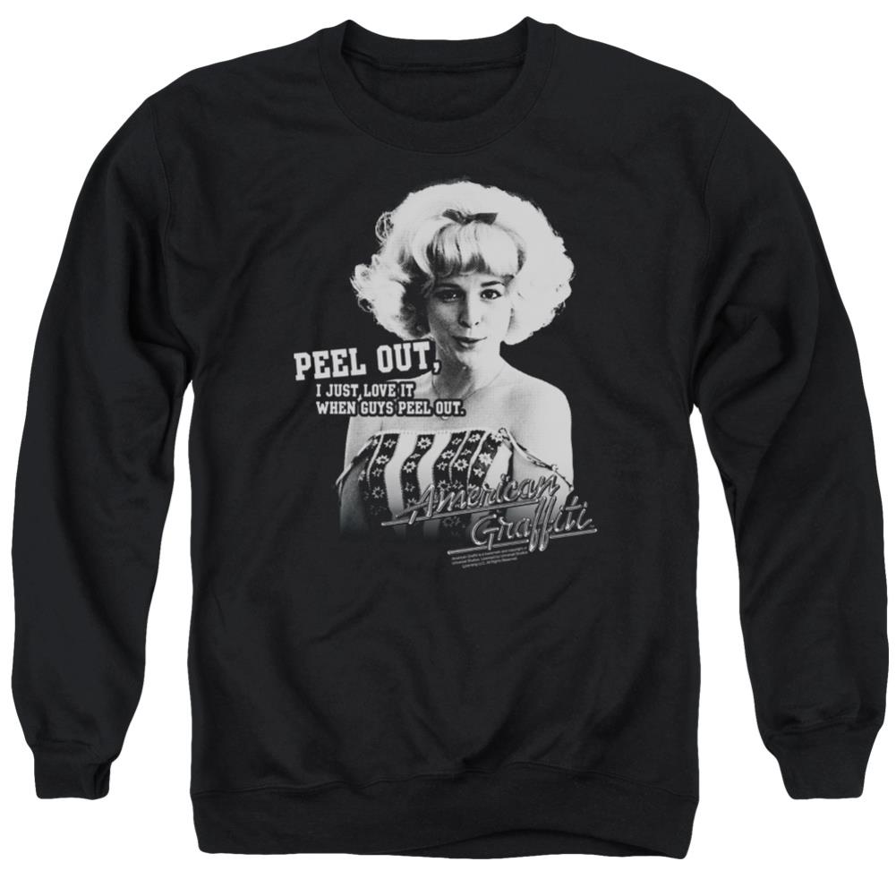 American Graffiti Peel Out Men's Crewneck 50 50 Poly Long-Sleeve T-Shirt