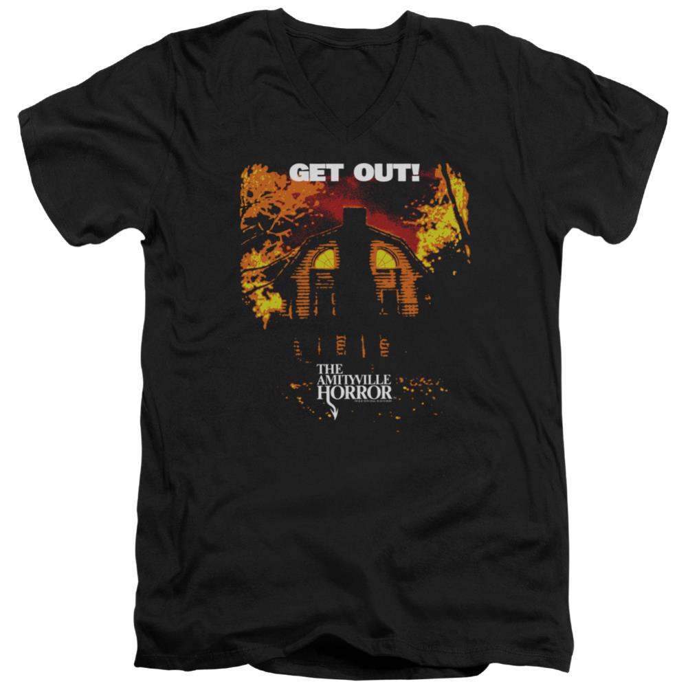 Amityville Horror Get Out Men's 30/1 Cotton Slim V-Neck T-Shirt