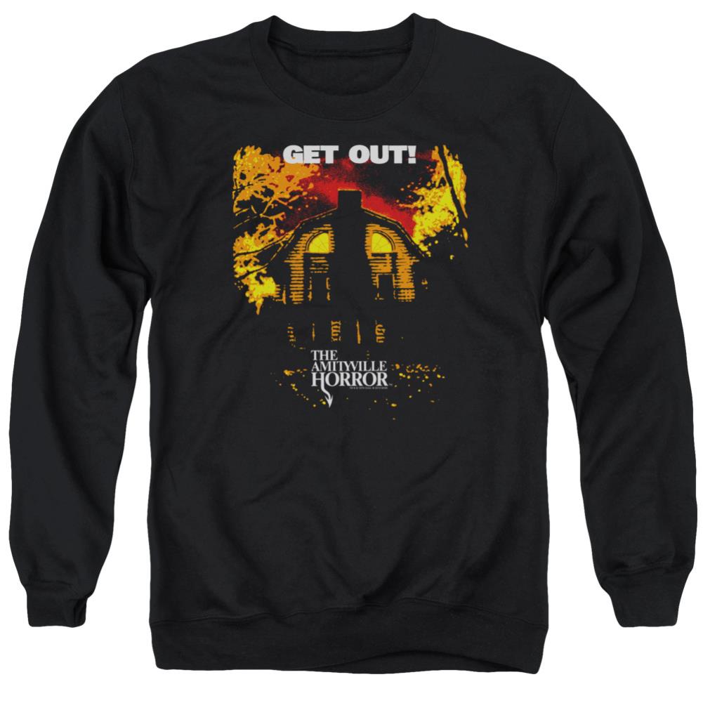 Amityville Horror Get Out Men's Crewneck 50 50 Poly Long-Sleeve T-Shirt