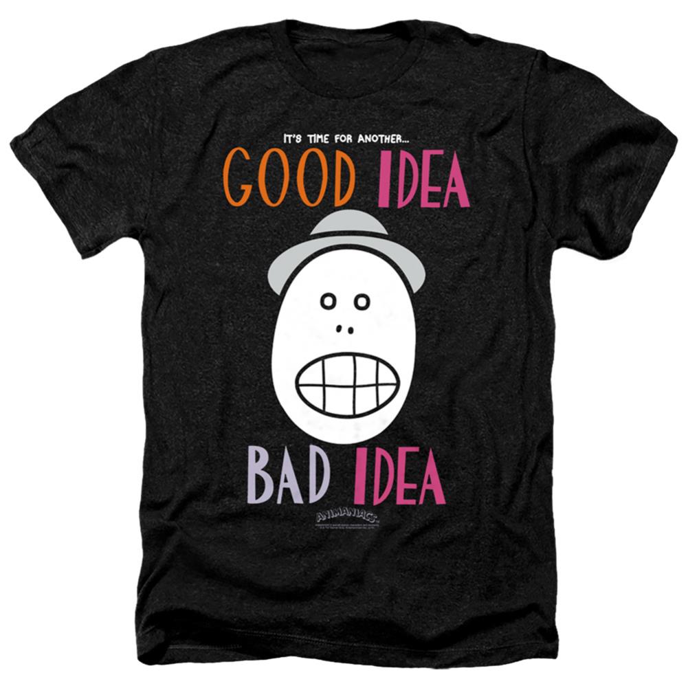 Animaniacs Good Idea Bad Idea Men's 30/1 Heather 60 40 Poly Short-Sleeve T-Shirt