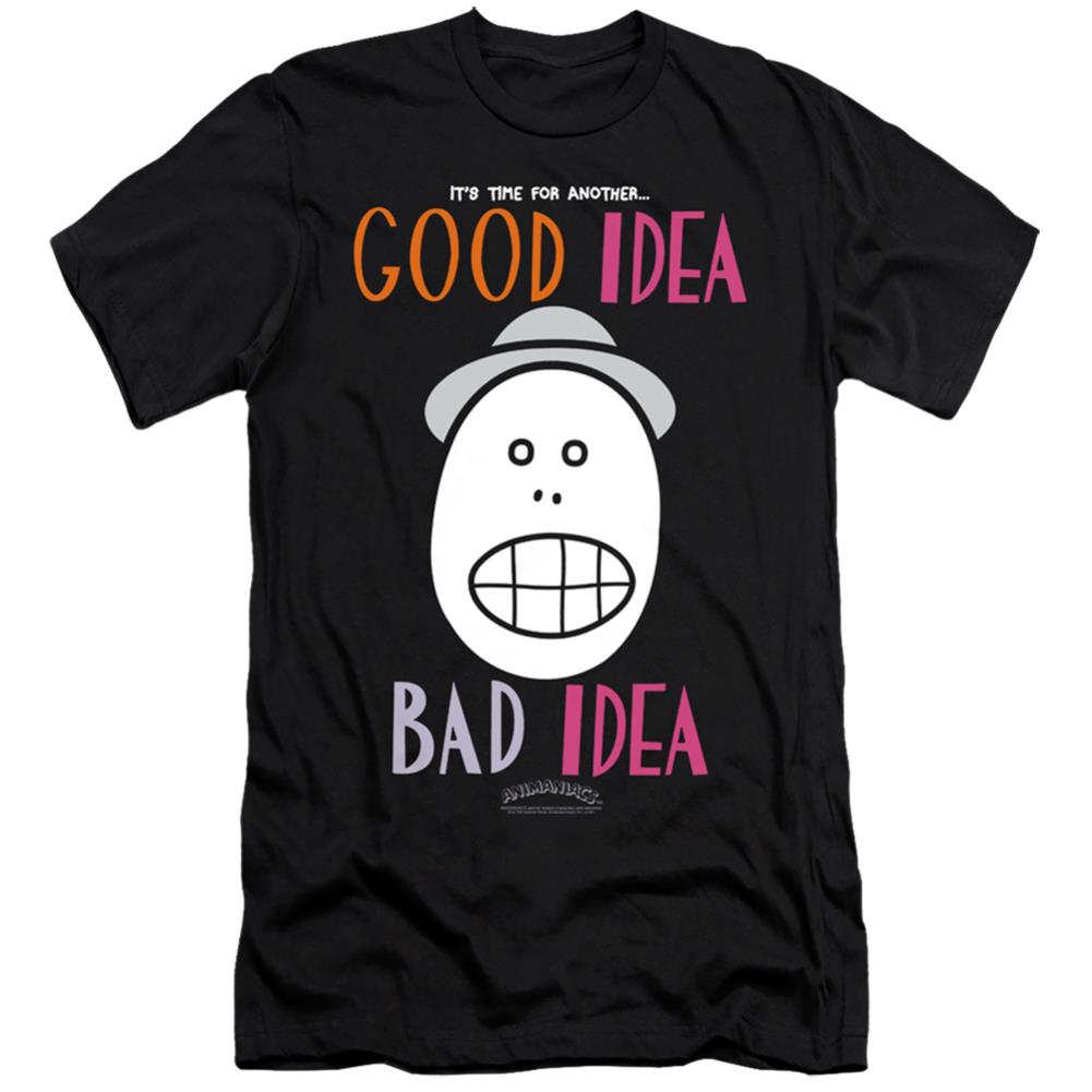 Animaniacs Good Idea Bad Idea Men's Ultra-Soft 30/1 Cotton Slim Short-Sleeve T-Shirt