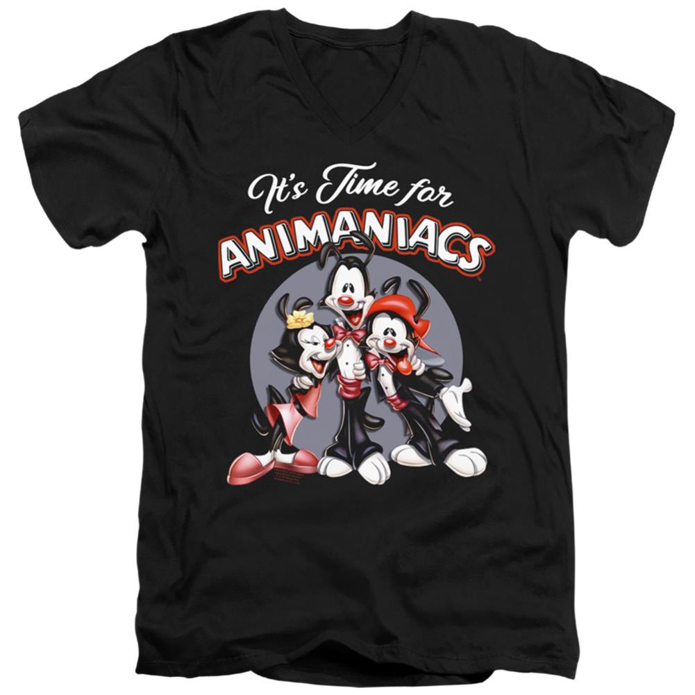Animaniacs Its Time For Men's 30/1 Cotton Slim V-Neck T-Shirt