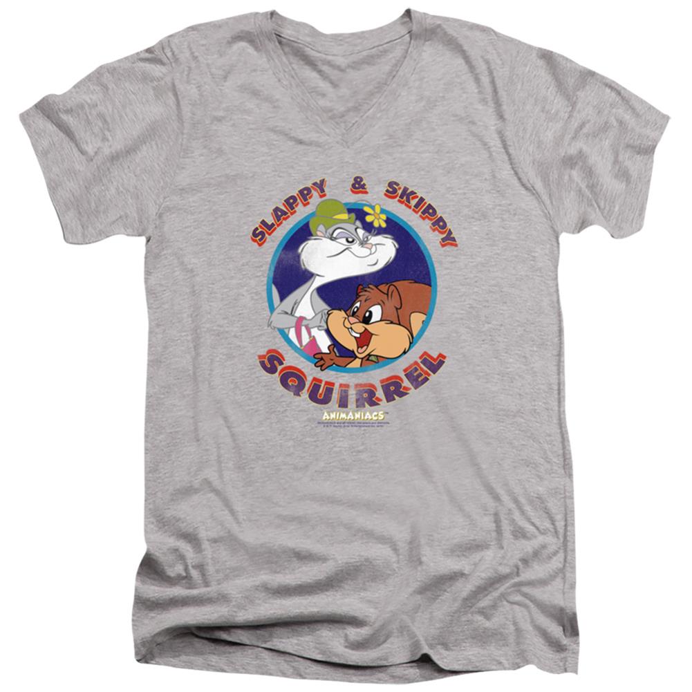 Animaniacs Slappy And Skippy Squirrel Men's 30/1 Cotton Slim V-Neck T-Shirt