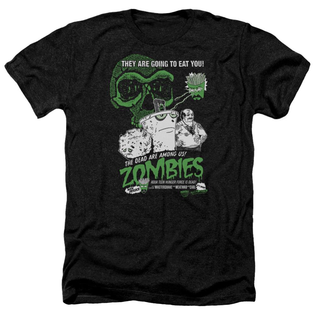 Aqua Teen Hunger Force Zombies Men's 30/1 Heather 60 40 Poly Short-Sleeve T-Shirt