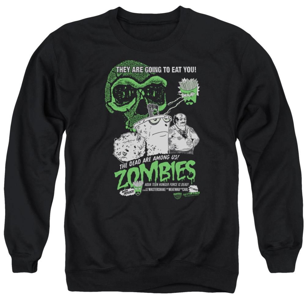Aqua Teen Hunger Force Zombies Men's Crewneck 50 50 Poly Long-Sleeve T-Shirt