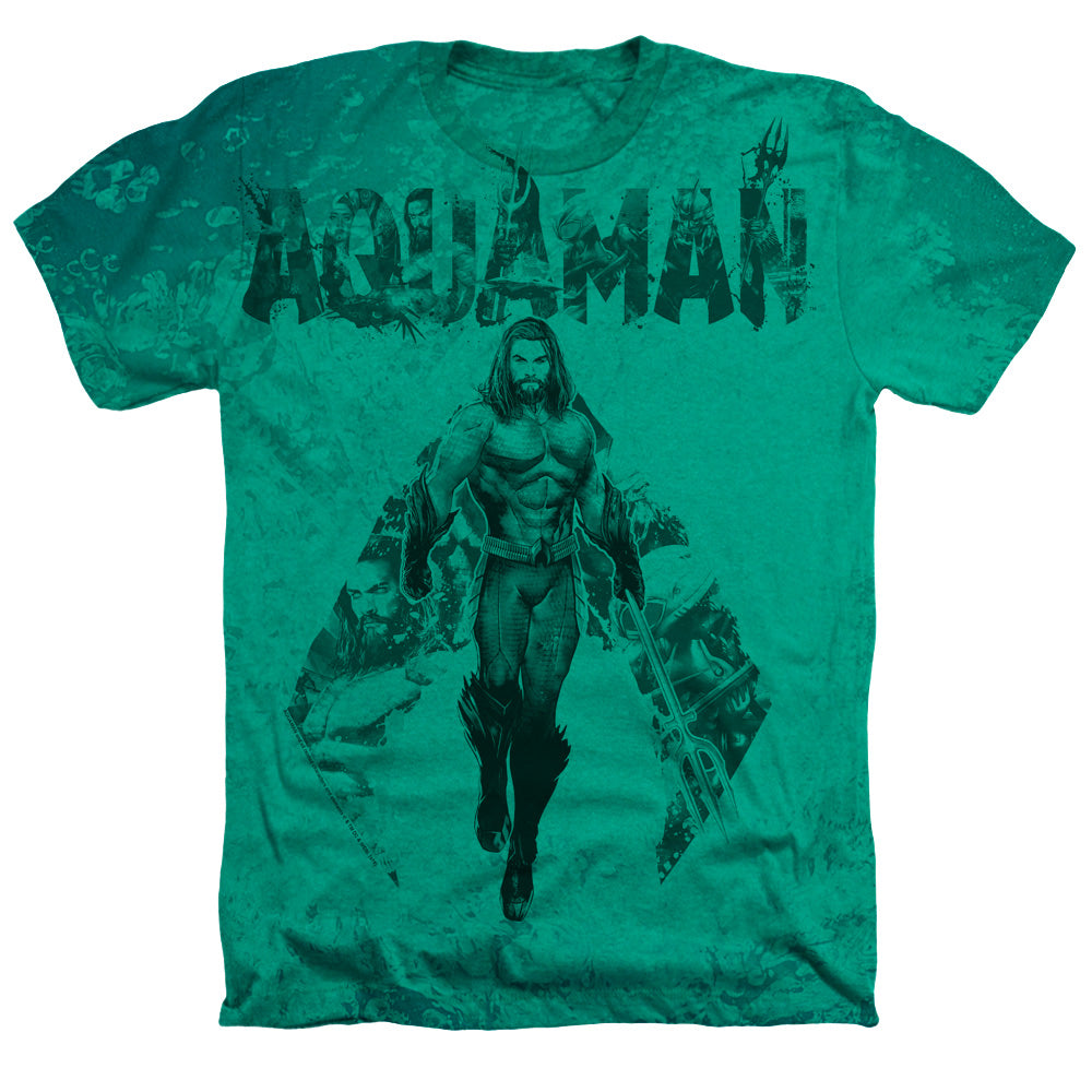 Aquaman Movie Aqua Group Men's 30/1 Cotton Poly SS Heather T