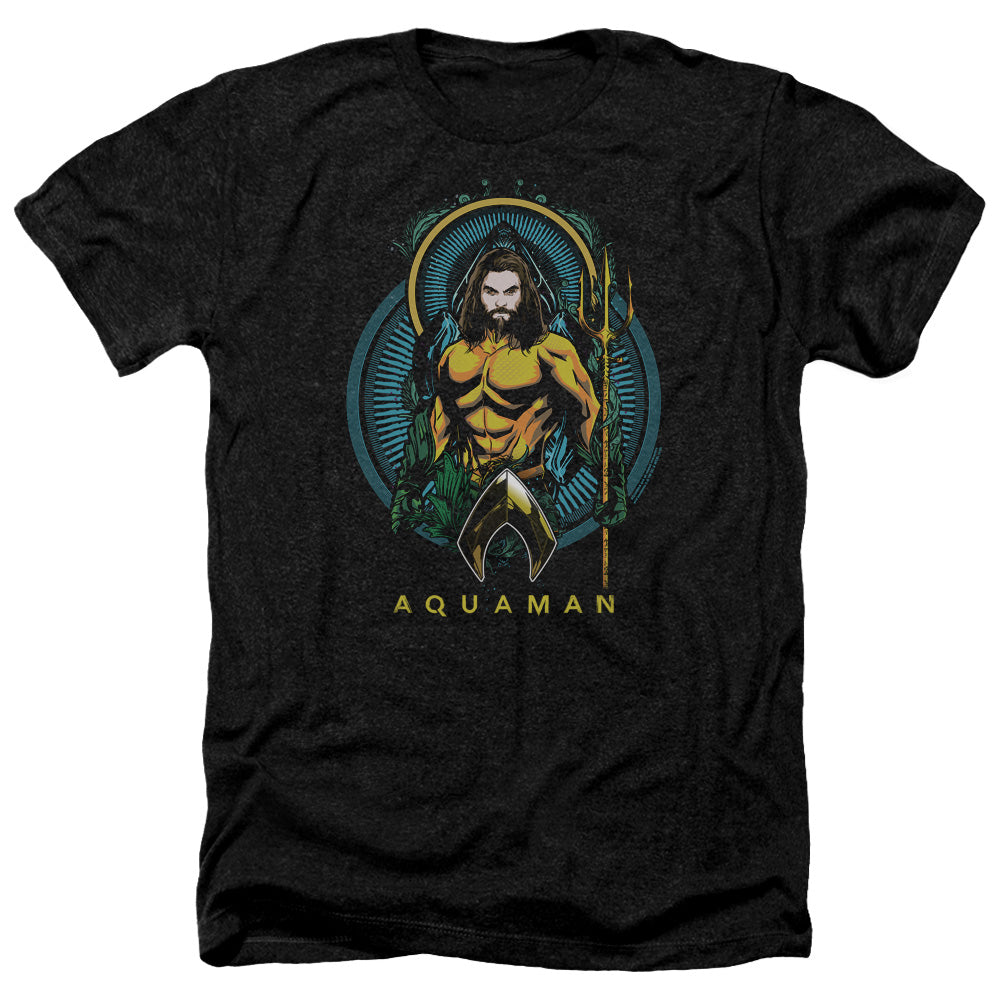 Aquaman Movie Aqua Nouveau Men's 30/1 Heather 60 40 Poly Short-Sleeve T-Shirt