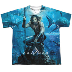 Aquaman Movie Poster Youth Regular Fit Poly Short-Sleeve T-Shirt