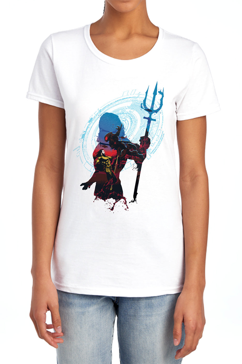 Aquaman Movie Silhouette Women's 18/1 Cotton Short-Sleeve T-Shirt