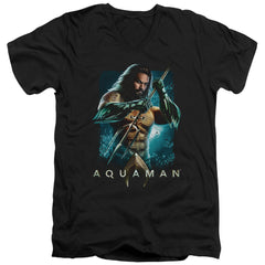 Aquaman Movie Trident Men's 30/1 Cotton Slim V-Neck T-Shirt
