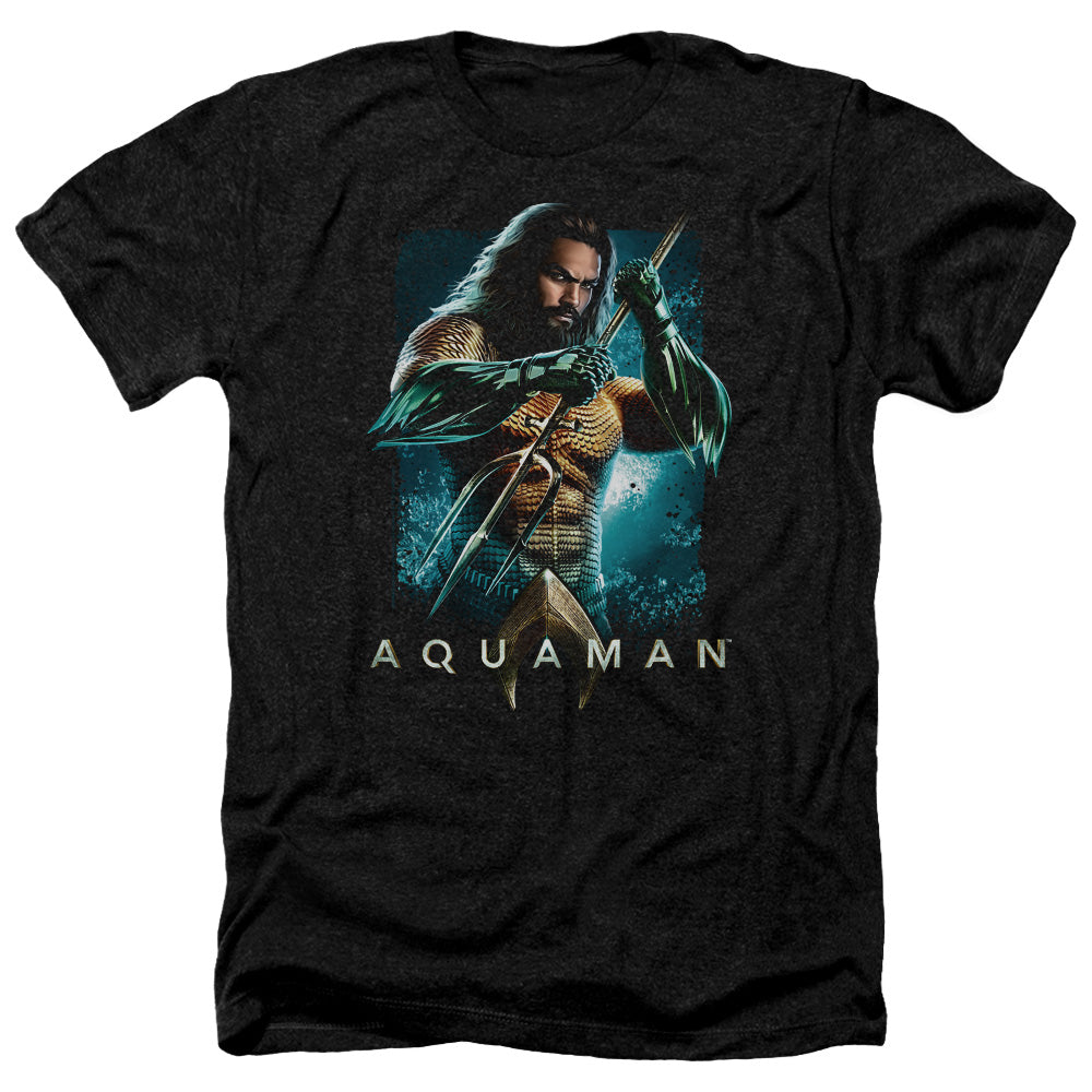 Aquaman Movie Trident Men's 30/1 Heather 60 40 Poly Short-Sleeve T-Shirt
