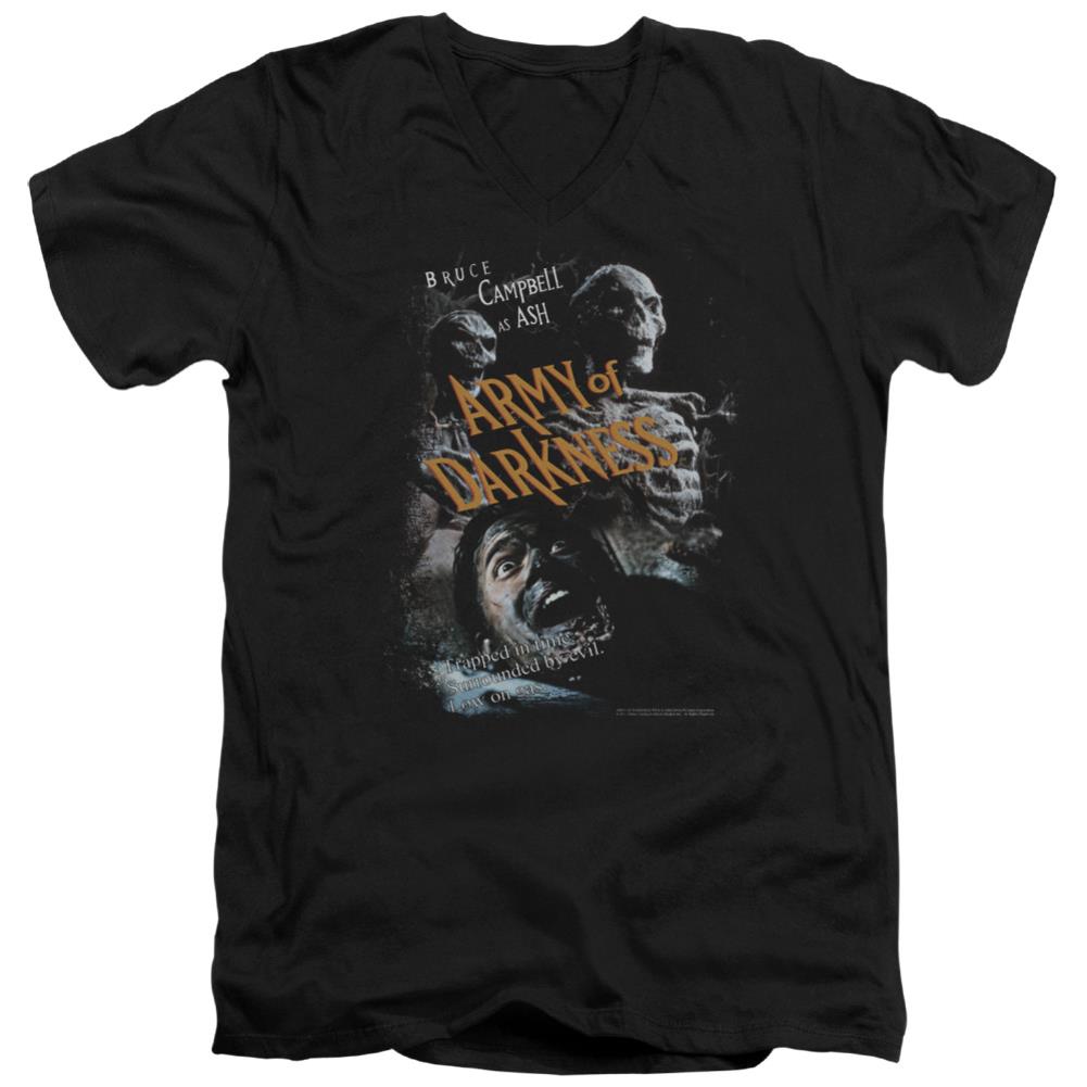 Army Of Darkness Covered Men's 30/1 Cotton Slim V-Neck T-Shirt