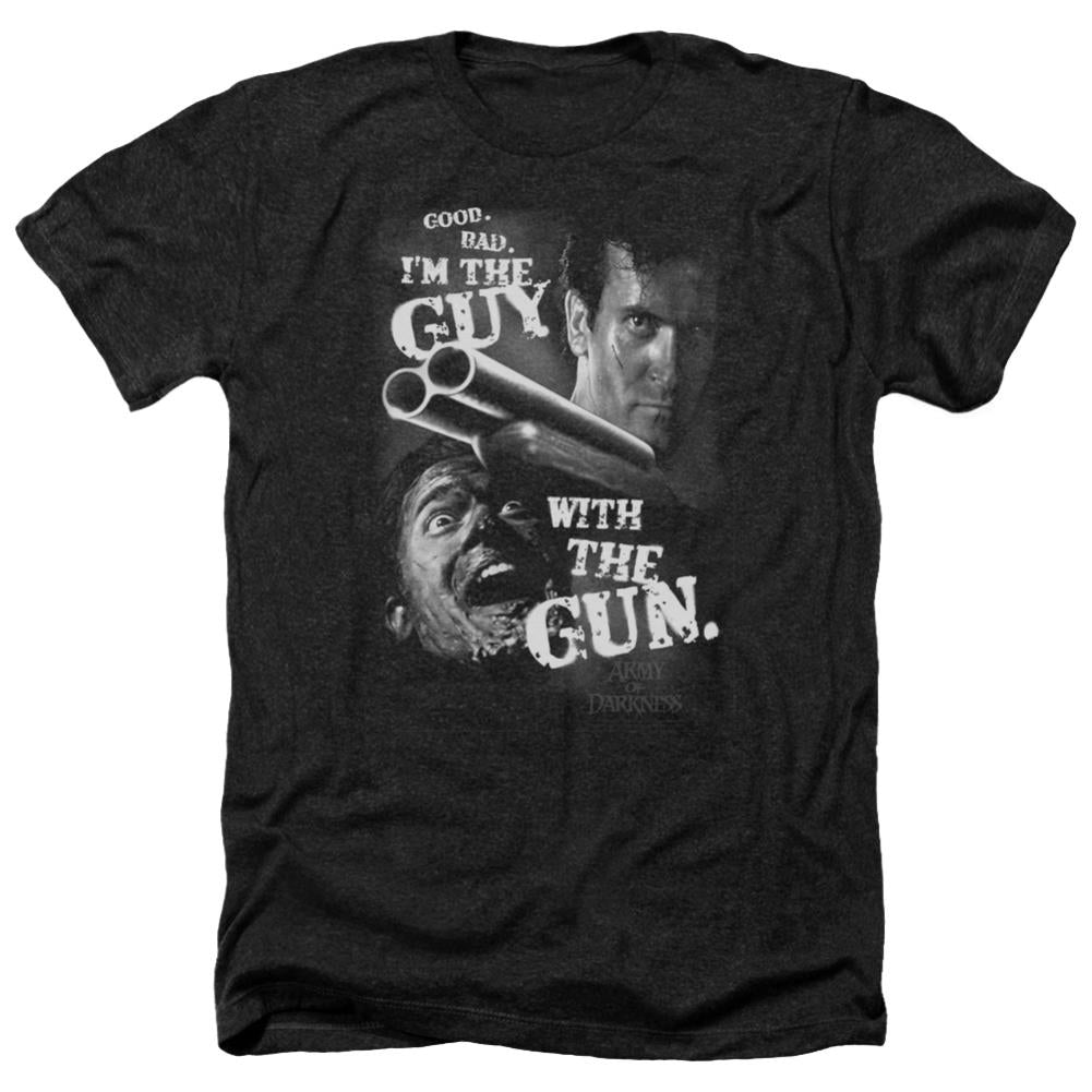 Army Of Darkness Guy With The Gun Men's 30/1 Heather 60 40 Poly Short-Sleeve T-Shirt