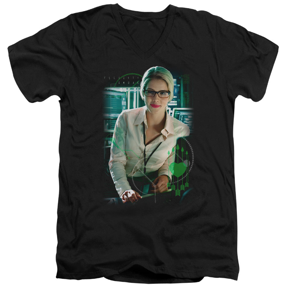 Arrow Felicity Smoak Men's 30/1 Cotton Slim V-Neck T-Shirt
