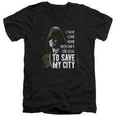 Arrow Save My City Men's 30/1 Cotton Slim V-Neck T-Shirt
