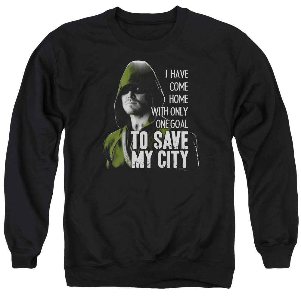 Arrow Save My City Men's Crewneck 50 50 Poly Long-Sleeve T-Shirt