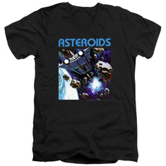 Atari 2600 Asteroids Men's 30/1 Cotton Slim V-Neck T-Shirt
